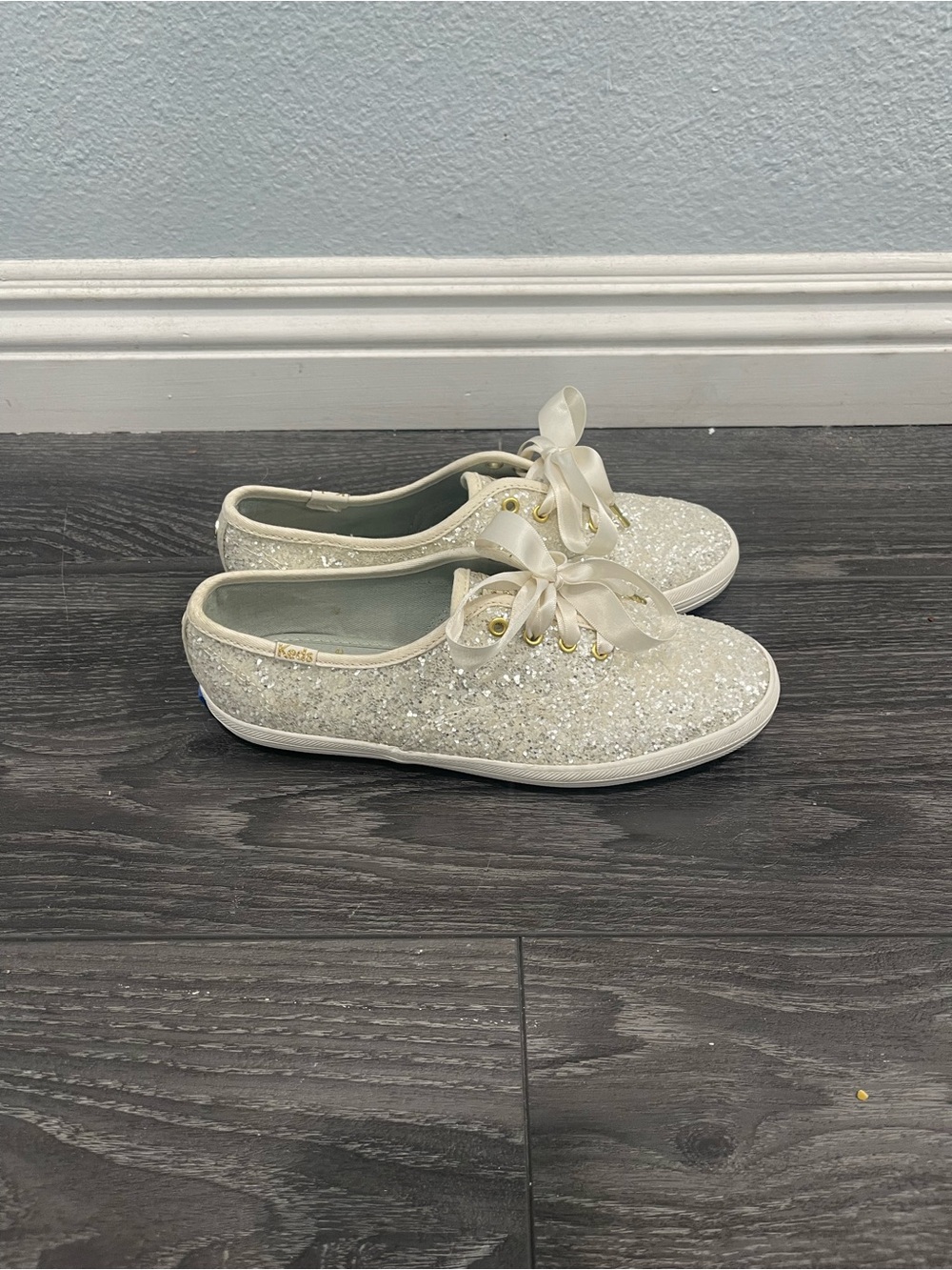 Keds Women's Glitter Ribbon Lace-Up Sneakers in White